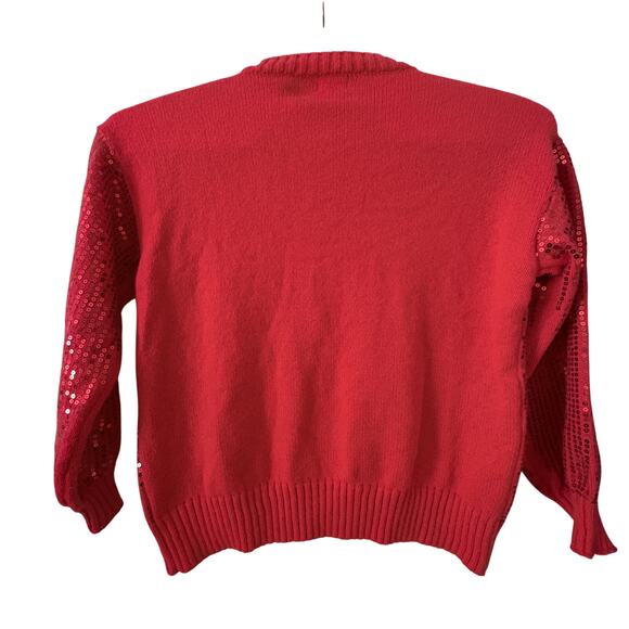 BIBI Sequin Christmas Sweater Merry and Bright Red Holiday XL - Picture 5 of 7